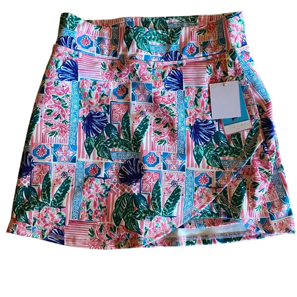 Stella Parker Sport Floral Athletic Skort UPF 50 Pink Blue Size S Golf Tennis